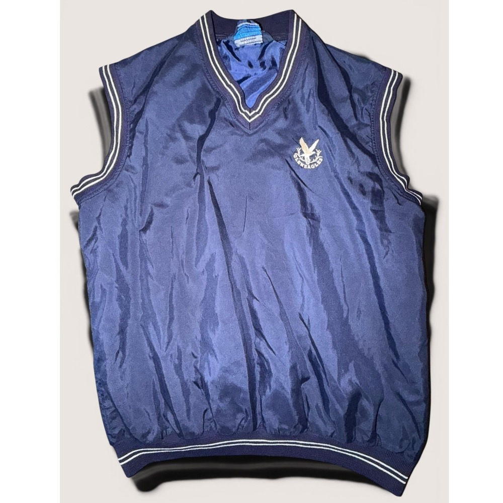Sunderland of Scotland Mens Navy Gleneagles Golf Wind Vest V-Neck XL Vintage